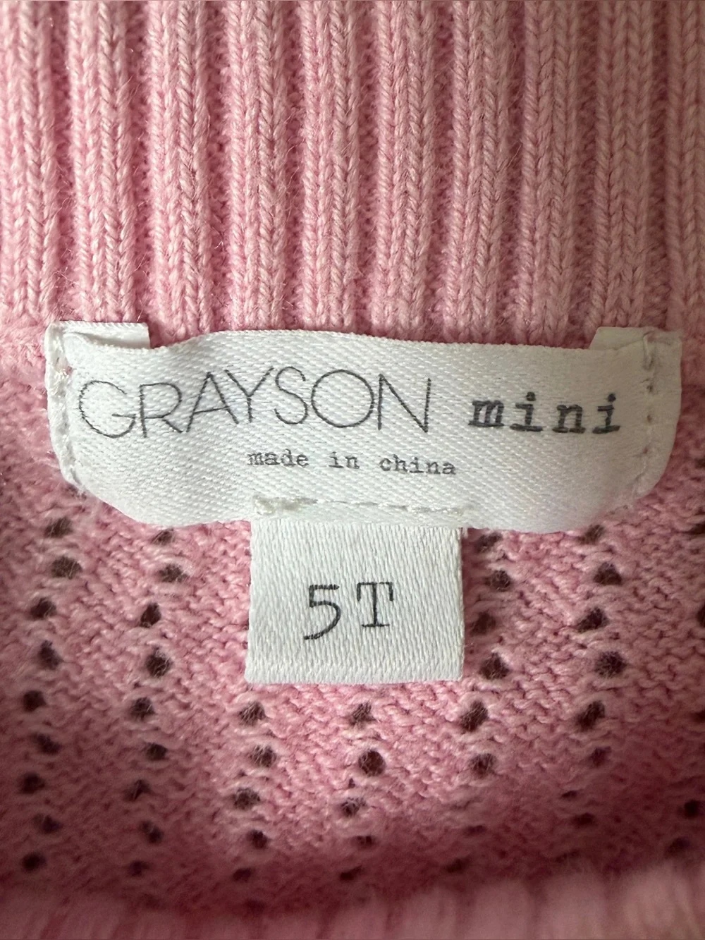 NWOT Grayson Mini Girls Baby Pink Pointelle Knit Sweater Sz 5T  Pullover*S22